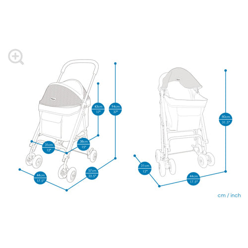 IBIYAYA Small Pet Stroller-Nostalgic Blue